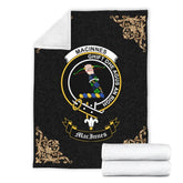 Clan MacInnes Crest Tartan Premium Blanket Black FF90 Clan MacInnes Tartan Today