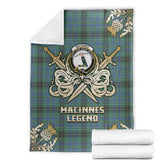 Clan MacInnes Ancient Tartan Gold Courage Symbol Blanket MH91 Clan MacInnes Tartan Today
