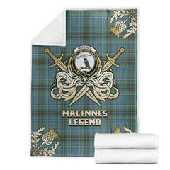 Clan MacInnes Ancient Tartan Gold Courage Symbol Blanket MH91 Clan MacInnes Tartan Today
