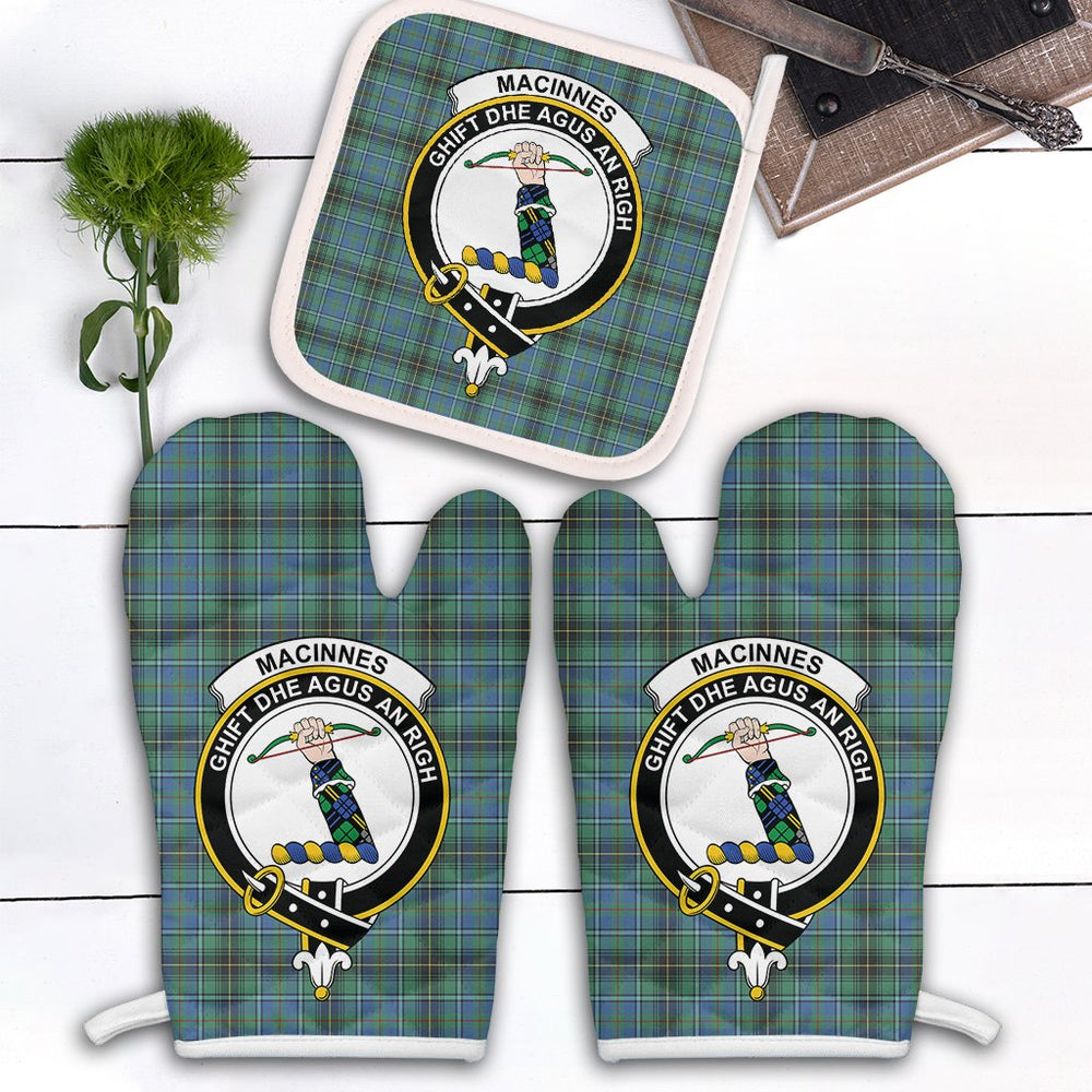 Clan MacInnes Ancient Tartan Crest Oven Mitt And Pot Holder (2 Oven Mitts + 1 Pot Holder) FA29 Clan MacInnes Tartan Today