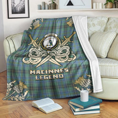 Clan MacInnes Ancient Tartan Gold Courage Symbol Blanket MH91 Clan MacInnes Tartan Today