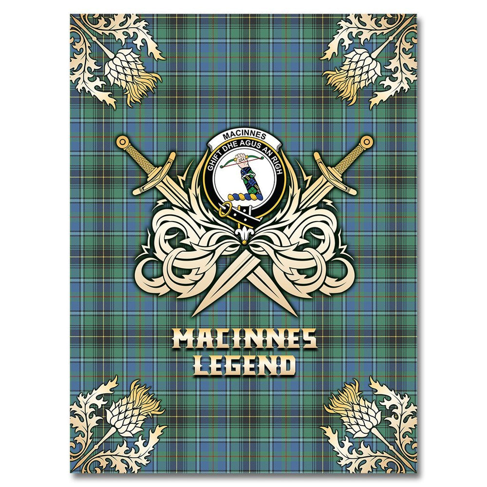 Clan MacInnes Ancient Tartan Gold Courage Symbol Blanket MH91 Clan MacInnes Tartan Today