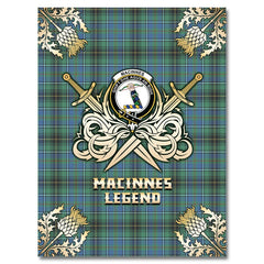 Clan MacInnes Ancient Tartan Gold Courage Symbol Blanket MH91 Clan MacInnes Tartan Today