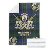 Clan MacInnes Modern Tartan Gold Courage Symbol Blanket OF14 Clan MacInnes Tartan Today