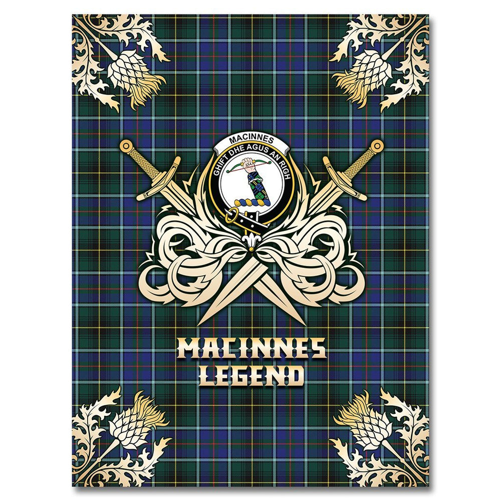 Clan MacInnes Modern Tartan Gold Courage Symbol Blanket OF14 Clan MacInnes Tartan Today