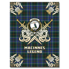 Clan MacInnes Modern Tartan Gold Courage Symbol Blanket OF14 Clan MacInnes Tartan Today