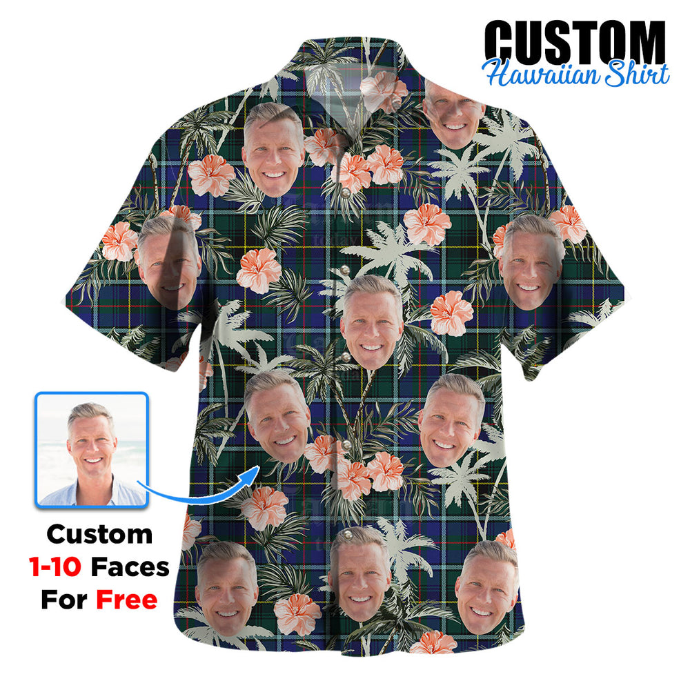 Clan MacInnes Modern Tartan Custom Face Hawaiian Shirt – Unisex Gift for Family Members, Summer Party VG15 MacInnes Modern Tartan Tartan Hawaii Shirt