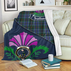 Clan MacInnes Tartan Crest Premium Blanket Thistle Style QO30 Clan MacInnes Tartan Today