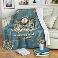 Clan MacIntyre Hunting Ancient Tartan Gold Courage Symbol Blanket DM97 Clan MacIntyre Tartan Today