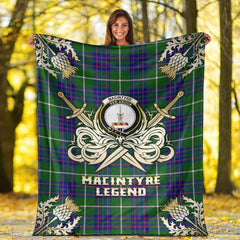 Clan MacIntyre Hunting Modern Tartan Gold Courage Symbol Blanket AH81 Clan MacIntyre Tartan Today