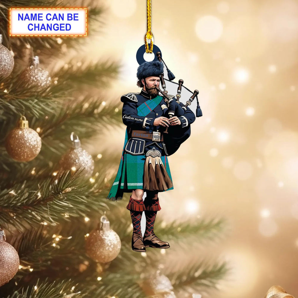 MacIntyre Hunting (Vestiarium Scoticum) Ancient Tartan Bagpipe Ornament with Custom Name