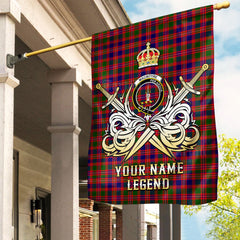 Custom Name Clan MacIntyre Modern Tartan Garden Flag with Clan Crest and the Golden Sword of Courageous Legacy XK42