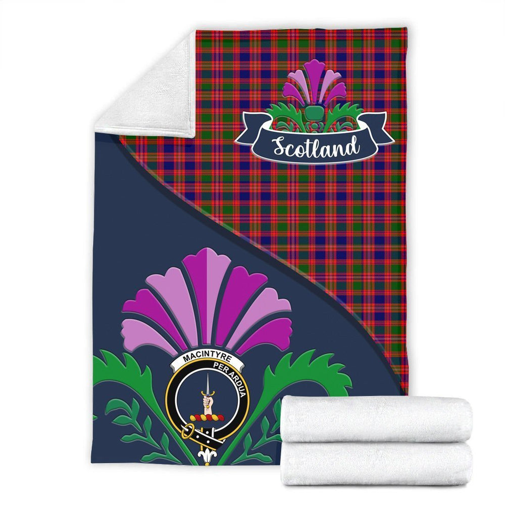 Clan MacIntyre Tartan Crest Premium Blanket Thistle Style IV54 Clan MacIntyre Tartan Today