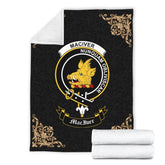Clan MacIver Crest Tartan Premium Blanket Black RV52 Clan Hall Tartan Today