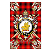 Clan MacIver Modern Tartan Crest Black Garden Flag - Gold Thistle PW84 Clan Garden Tartan Today