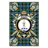 Clan MacKay Ancient Tartan Crest Black Garden Flag - Gold Thistle FL56 Clan MacKay Tartan Today