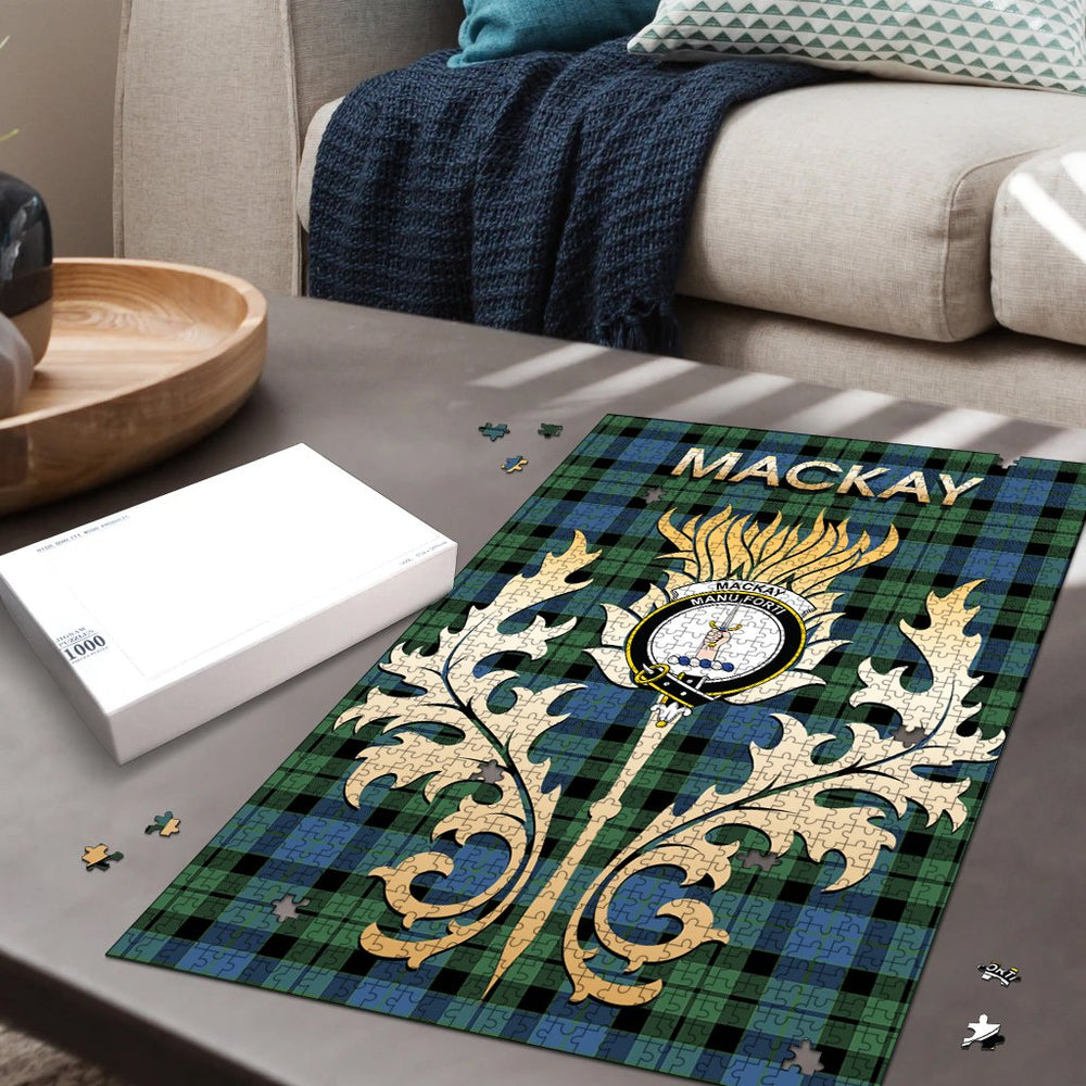 Clan MacKay Ancient Tartan Crest Thistle Jigsaw Puzzles Gift For Family YA50 Clan MacKay Tartan Today