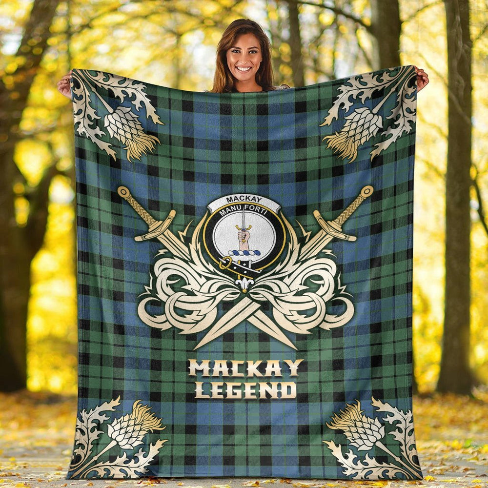 Clan MacKay Ancient Tartan Gold Courage Symbol Blanket WI92 Clan MacKay Tartan Today