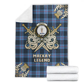 Clan MacKay Blue Tartan Gold Courage Symbol Blanket QC60 Clan MacKay Tartan Today