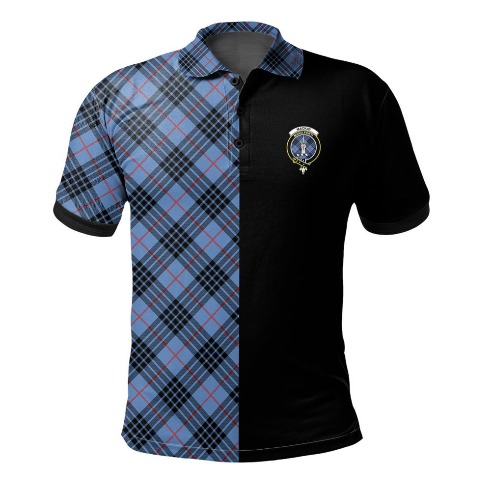 Clan MacKay Blue Tartan Polo Shirt Half of Me - Cross Style CG65 MacKay Blue Tartan Tartan Polo