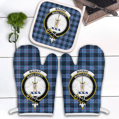Clan MacKay Blue Tartan Crest Oven Mitt And Pot Holder (2 Oven Mitts + 1 Pot Holder) LO53 Clan MacKay Tartan Today