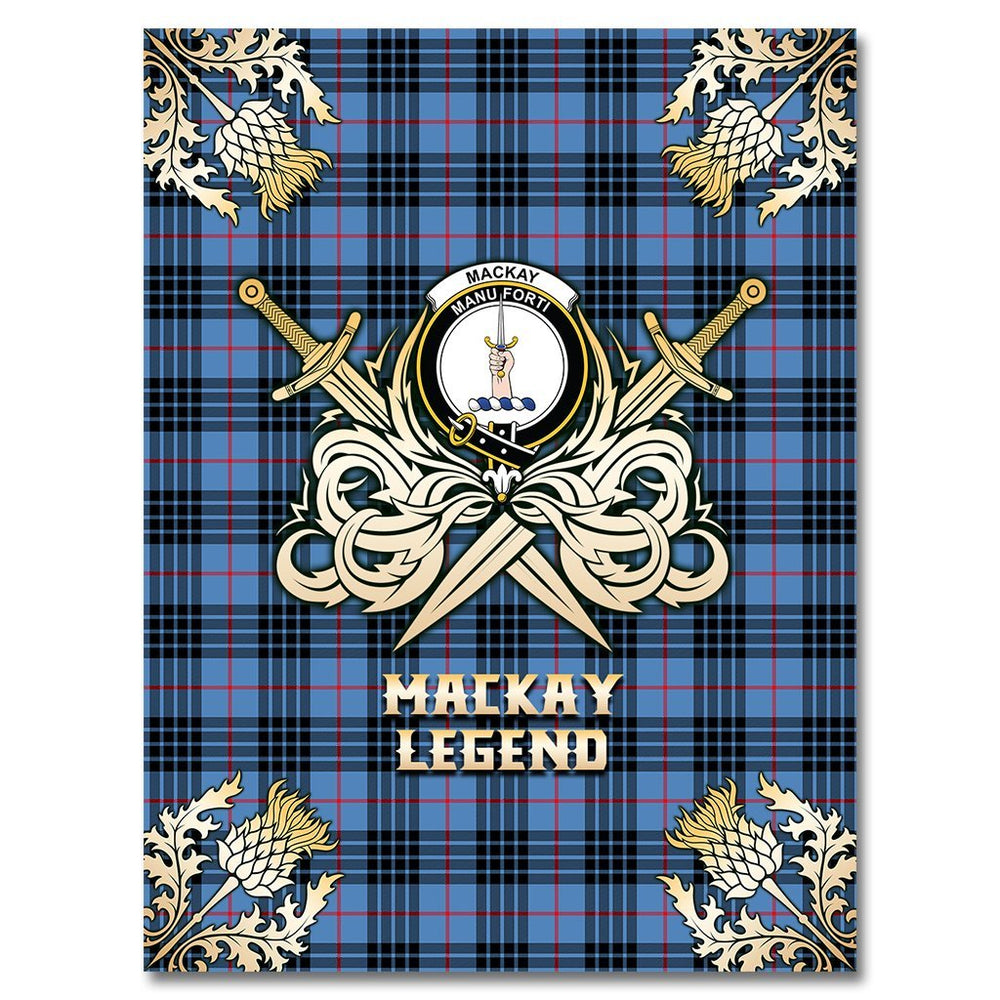 Clan MacKay Blue Tartan Gold Courage Symbol Blanket QC60 Clan MacKay Tartan Today