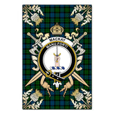 Clan MacKay Modern Tartan Crest Black Garden Flag - Gold Thistle AK79 Clan MacKay Tartan Today