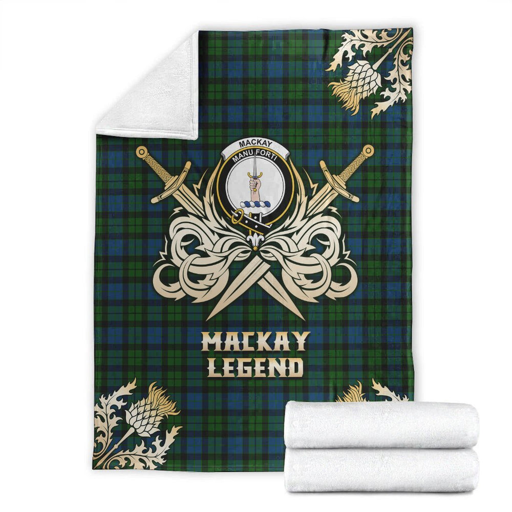 Clan MacKay Modern Tartan Gold Courage Symbol Blanket JD71 Clan MacKay Tartan Today