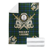 Clan MacKay Modern Tartan Gold Courage Symbol Blanket JD71 Clan MacKay Tartan Today