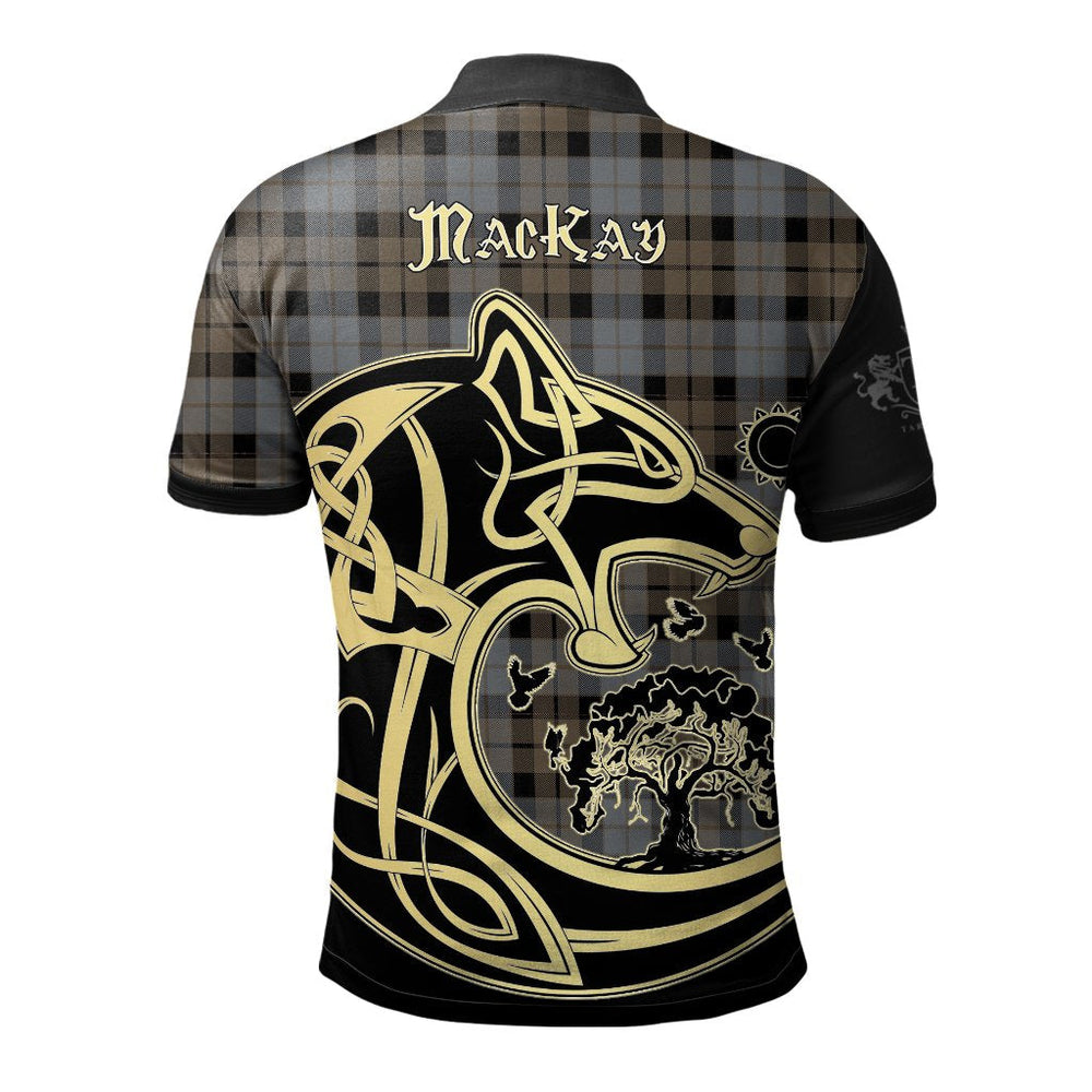 Clan MacKay Weathered Tartan Polo Shirt Viking Wolf NI43 MacKay Weathered Tartan Tartan Polo