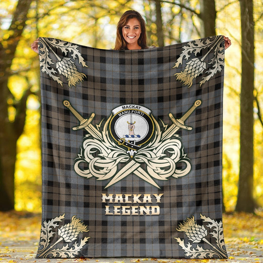 Clan MacKay Weathered Tartan Gold Courage Symbol Blanket GX68 Clan MacKay Tartan Today