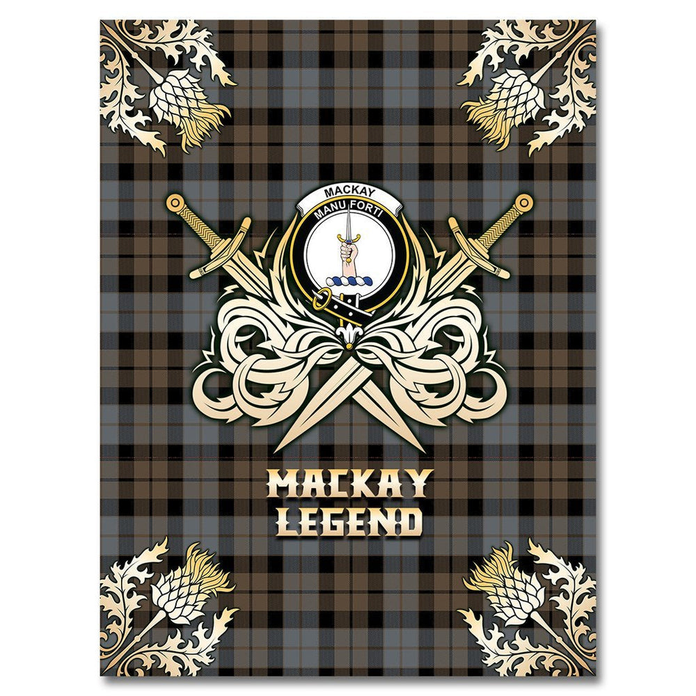 Clan MacKay Weathered Tartan Gold Courage Symbol Blanket GX68 Clan MacKay Tartan Today