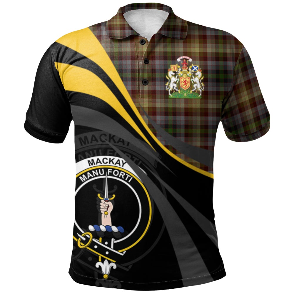 Clan MacKay of Strathnaver Tartan Polo Shirt - Royal Coat Of Arms Style HF44 MacKay of Strathnaver Tartan Tartan Polo