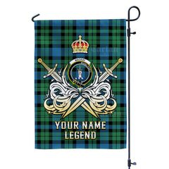 Custom Name Clan MacKay Ancient Tartan Garden Flag with Clan Crest and the Golden Sword of Courageous Legacy HD12