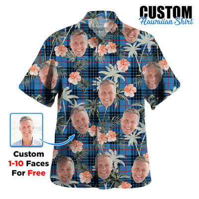 Clan MacKay Blue Tartan Custom Face Hawaiian Shirt – Unisex Gift for Family Members, Summer Party QJ83