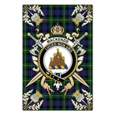 Clan MacKenzie Modern Tartan Crest Black Garden Flag - Gold Thistle XR24 Clan Garden Clan MacKenzie