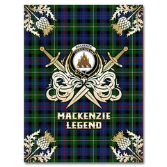Clan MacKenzie Modern Tartan Gold Courage Symbol Blanket VR92 Clan MacKenzie Clan MacKenzie