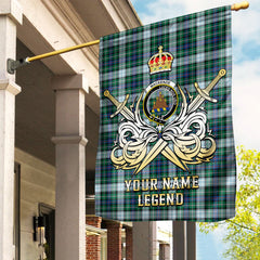Custom Name Clan MacKenzie Dress Ancient Tartan Garden Flag with Clan Crest and the Golden Sword of Courageous Legacy GV37