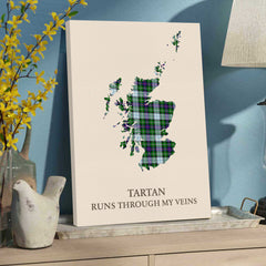 Clan MacKenzie Dress Modern Tartan Scotland Map Canvas “Tartan Runs Through My Veins” Wall Art IZ15