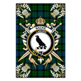 Clan MacKie Tartan Crest Black Garden Flag - Gold Thistle AJ70 Clan Mackie Tartan Today