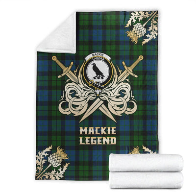 Clan MacKie Tartan Gold Courage Symbol Blanket
