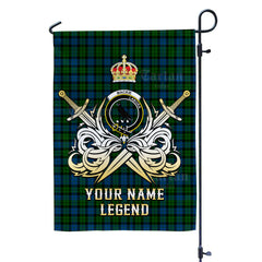 Custom Name Clan MacKie Tartan Garden Flag with Clan Crest and the Golden Sword of Courageous Legacy UA79