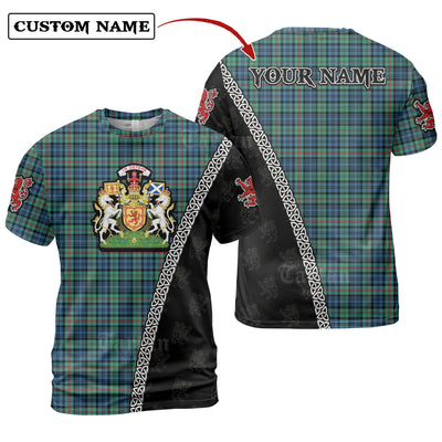 Personalized Clan MacKinlay Ancient Tartan Shirt with Scotland Coat of Arms & Custom Name