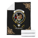 Clan MacKinnon Crest Tartan Premium Blanket Black CE28 Clan MacKinnon Tartan Today