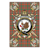 Clan MacKinnon Ancient Tartan Crest Black Garden Flag - Gold Thistle UC21 Clan MacKinnon Tartan Today