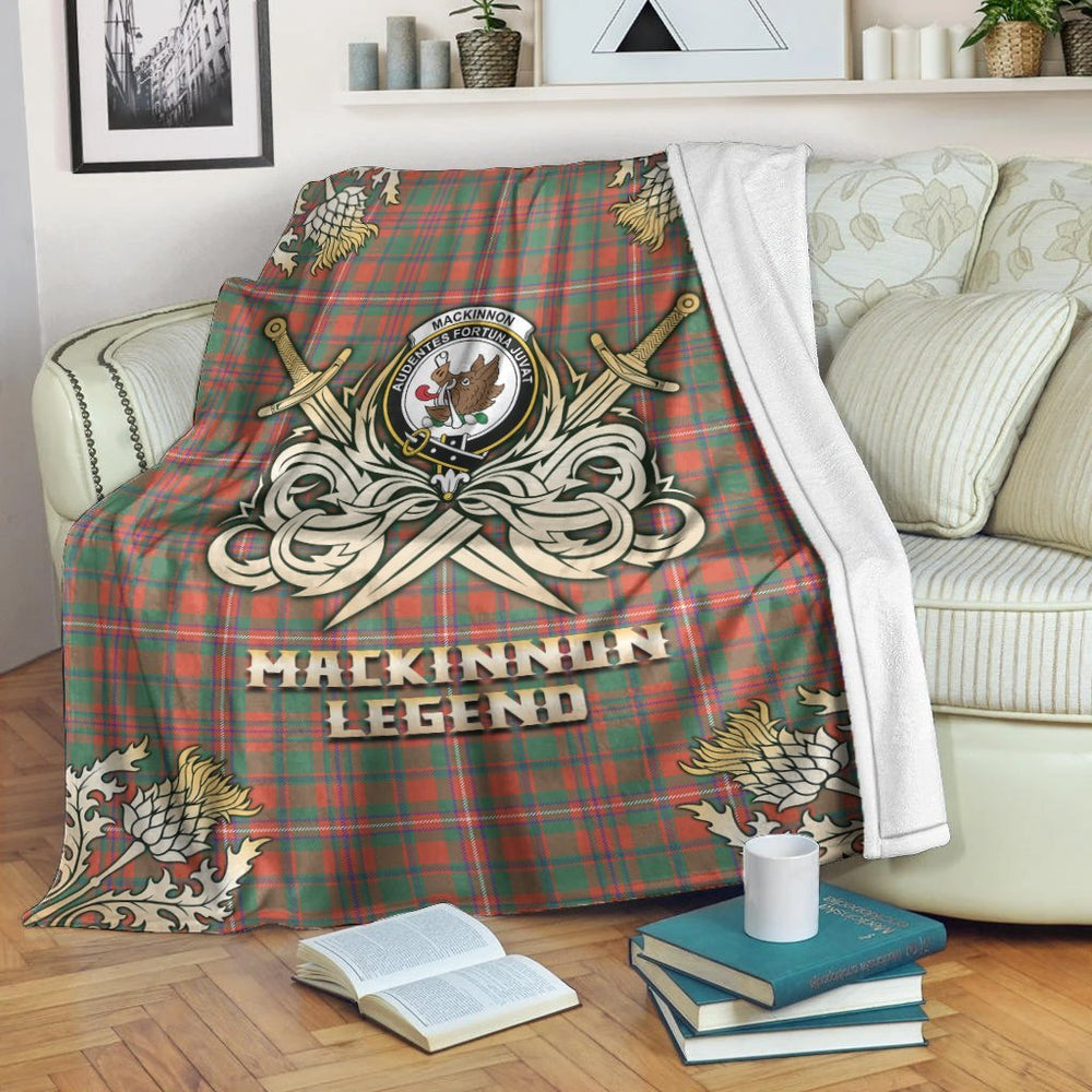 Clan MacKinnon Ancient Tartan Gold Courage Symbol Blanket QS11 Clan MacKinnon Tartan Today