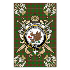 Clan MacKinnon Hunting Modern Tartan Crest Black Garden Flag - Gold Thistle JT68 Clan MacKinnon Tartan Today
