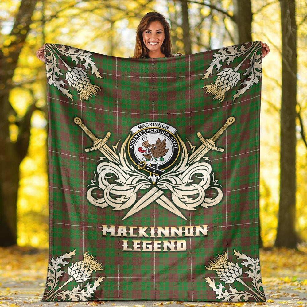 Clan MacKinnon Hunting Modern Tartan Gold Courage Symbol Blanket RD78 Clan MacKinnon Tartan Today