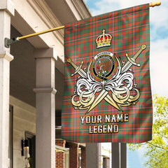 Custom Name Clan MacKinnon Ancient Tartan Garden Flag with Clan Crest and the Golden Sword of Courageous Legacy MT38