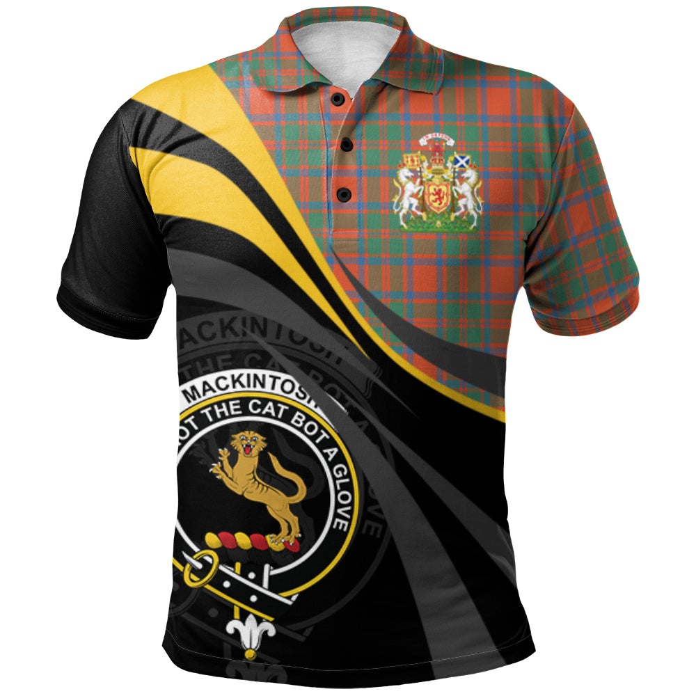 Clan MacKintosh Ancient Tartan Polo Shirt - Royal Coat Of Arms Style TR93 MacKintosh Ancient Tartan Tartan Polo